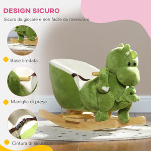 AIYAPLAY-Cheval à bascule dinosaure pour enfants de 18 à 36 mois avec sons et couverture souple, vert - Product Image 6