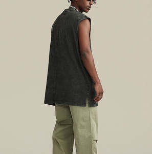 Chaleco de verano para hombre, camiseta sin mangas de lavado ácido de algodón 100% de alta calidad, camiseta sin mangas de gran tamaño Vintage elegante, camisetas sin mangas personalizadas - Product Image 5