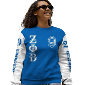 Sudadera de Forro Polar Azul de la Hermandad Zeta Phi Beta para Mujer, Ropa Griega Bordada de 1920 - Product Image 5
