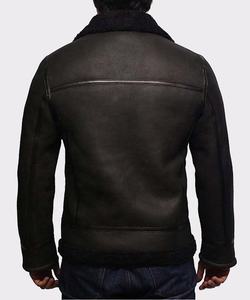 Veste en cuir homme col fourrure noir B3 style bombardier matériel de qualité supérieure - Product Image 4