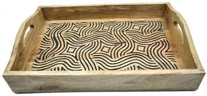 Plateau de service en bois rustique rectangulaire fait main avec finition naturelle décorative et chic - Product Image 2