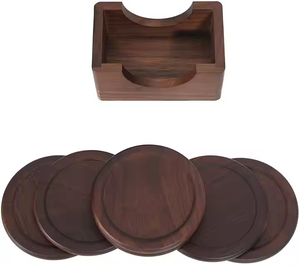 Quality Walnut Coasters Durable <b>Set</b> for Rustic Home Decor Mats & Pads by Crescent Crafts - Product Image 3