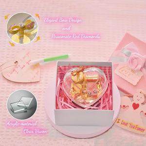 La Doyee Wind-Up Heart Mini Music Box La Vie En Rose Song Característica Cristal transparente Regalo <span class=keywords><strong>de</strong></span> aniversario <span class=keywords><strong>de</strong></span> boda - Product Image 3