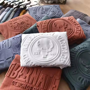 Logo personnalisé coupe parfaite style unique été hommes t-shirts en relief OEM t-shirt à épaules tombantes surdimensionné avec logo personnalisé - Product Image 2