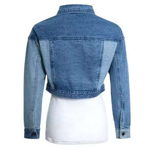 แจ็คเก็ตยีนส์สีน้ำเงินเข้มคุณภาพพรีเมียมรุ่นใหม่ล่าสุดสำหรับผู้หญิง ดีไซน์ OEM ติดกระดุม เหมาะสำหรับทุกฤดูกาล สวมใส่สบาย - Product Image 3