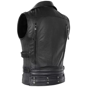 Gilet en cuir pour homme de haute qualité fabriqué professionnellement Utilisation en extérieur Conception de logo personnalisée Gilet en cuir pour homme respirant - Product Image 5