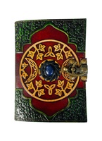 Buku Harian kertas seni decal Notebook kulit asli timbul jurnal Vintage bertatahkan batu desain Celtic dengan logam antik C terkunci