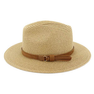 Sombrero de Paja Panamilla para Mujer, Estampado, para Playa, con Borde Ancho, Plegable, Material Toquilla, para Uso Diario - Product Image 3