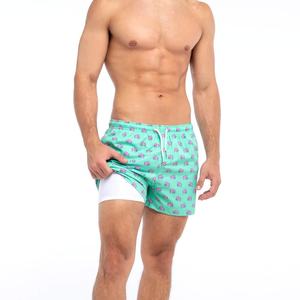 Venta al por mayor de los hombres de la calle pantalones cortos de baño logotipo personalizado Casual verano ropa de playa Color sólido 100% poliéster tronco pantalones cortos de playa - Product Image 6