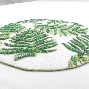 <b>Beaded</b> <b>Placemat</b> Handmade Round Charger for Luxury Dining & Holiday Decor Unique Piece Handmade <b>Beaded</b>, <b>Placemat</b>, Housewarming - Product Image 3