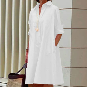 <span class=keywords><strong>2025</strong></span> mùa thu Sản phẩm mới, thời trang và thanh lịch Polka Dot in áo sơ mi-Cổ áo dài tay áo Midi Dress - Product Image 4