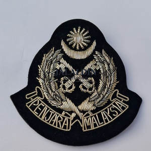 High Quality Custom Made MALAYSIAN 3D Embroidered <b>Silver</b> Badges for Uniforms Coats Jackets-Premium Canvas Fabric - Product Image 1