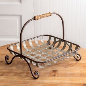 Panier en osier métallique de forme double pour fruits et légumes usagés à la maison Panier empilable de haute qualité sans rouille - Product Image 5