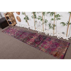 Alfombra turca Rectangular Bohemia Vintage 9x12, diseño clásico de retazos de 2x10,7 pies, Material de lana, respaldo de látex para pasillo de entrada - Product Image 1