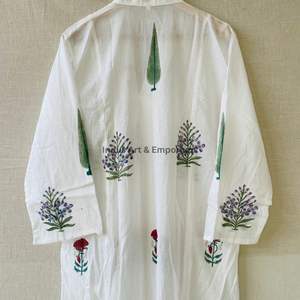 Hermoso Vestido de Algodón con Estampado Floral, Vestido para Uso Casual, Vestido con Estampado a Mano - Product Image 5