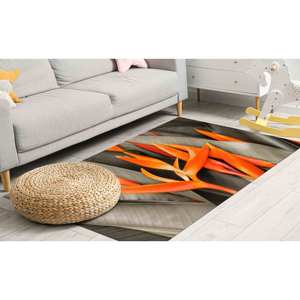 Tapis imprimé feuilles d'oranger - Design floral botanique moderne, tapis doux non tissé - Product Image 5