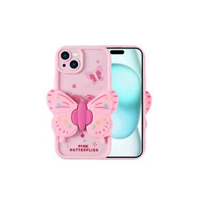 Étui en silicone personnalisé tendance rose de luxe pour iPhone 15 Plus, silicone souple avec logo, offre une protection de l'appareil photo - Product Image 1
