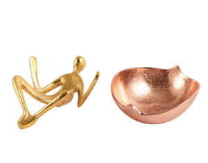 Ensemble de bols de service en métal doré rose faits à la main de style moderne nouveau technique de polissage écologique pour fruits légumes chocolat - Product Image 4