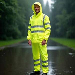High Visibility Yellow M Size Rain Jacket High-Aimable Preven <b>Raincoat</b> - Product Image 3