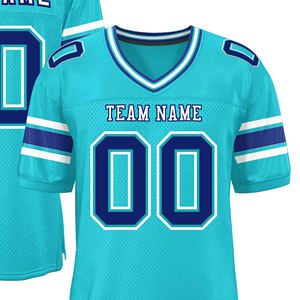 Vente en gros d'usine, maillot de football américain de haute qualité, court, unisexe, élastique, doux pour la peau, impression personnalisée en maille pour les équipes adultes - Product Image 3