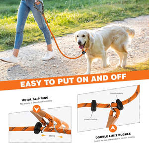 Laisse antidérapante pour chien Laisse réfléchissante Orange Heavy Duty No Pull Rope Leash Large Medium Small Dogs 1/2 inch x 6 ft Strong - Product Image 3
