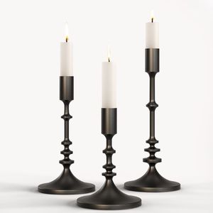 Matte <b>Black</b> Aluminum Candle <b>Holder</b> for Christmas and Halloween Decorations Tabletop Iron Pillar <b>Holder</b> - Product Image 5