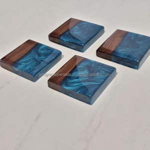 Posavasos de madera ecológico de resina de estilo clásico de alta calidad, patrones de ríos para té y café hechos de resina de madera - Product Image 3