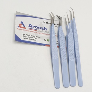Pince à épiler d'extension de cils en acier inoxydable bleu bébé à 45 degrés avec logo personnalisé en gros pointue pour la beauté russe - Product Image 3