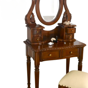 Table à langer vintage en teck massif, style moderne du milieu du siècle, élégante, avec tiroirs de rangement, fabrication artisanale, rangement pour le maquillage, pour le salon - Product Image 2