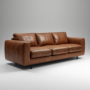 Sofá de Cuero Vacuno Auténtico de Primera Calidad, Diseño Clásico Moderno, 3 Plazas, Diseño Minimalista, Reposabrazos Anchos, Sofá Moderno para Sala de Estar - Product Image 1