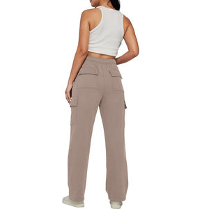 Ropa activa de algodón 100% para mujer, pantalones acampanados de lana de Color sólido, pantalones de chándal, pantalones deportivos de lana con bolsillos para mujer 2026 - Product Image 1