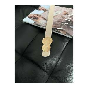 Ceinture pour femme avec boucle ronde dorée, ceinture pour pantalon, ceinture pour veste, ceinture pour robe, ceinture pour chemise - Beige - Product Image 3
