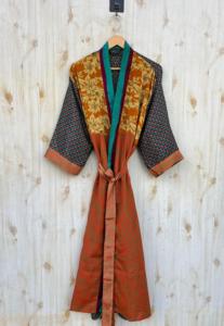 Kimono de seda largo, batas largas para dama de honor, regalo único de lujo, batas de lujo para mujer, Kimono de reciclaje, Batas para mujer - Product Image 5