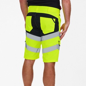 Elastic Waist High Visibility <b>Yellow</b> Reflective Safety <b>Shorts</b> for <b>Men</b> Lightweight Construction Cargo Workwear <b>Shorts</b> - Product Image 6
