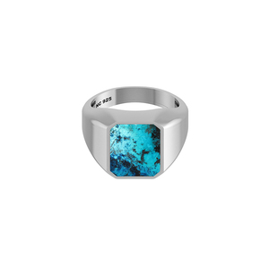 Anillo de Plata de Ley 925 para Hombre, Clásico, con Engaste de Shattuckita, Octagonal, Hecho a Mano, Regalo Único para Él, Cumpleaños, Aniversario, Fiesta - Product Image 1
