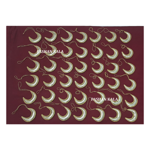 Moon Shape Golden Zari Embroidery Christmas Tree Hanging Ornaments Handmade <b>Fabric</b> Material <b>Silver</b> Color Used Ramadan Festivals - Product Image 1