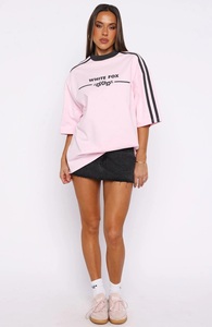 Camiseta Holgada de Verano Rosa Bebé, Ecológica, con Estampado, para Mujer - Product Image 5