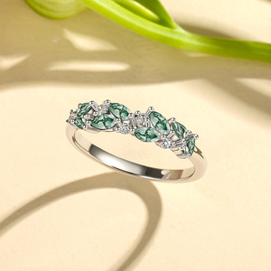 Jeulia Olivetta Marquise <b>Moss</b> <b>Agate</b> Statement <b>Ring</b> Sterling Silver Boho Geometric - Product Image 4