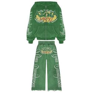 Chándal con Capucha Unisex de Alta Costura para Invierno, Talla Grande, Tejido Transpirable y Cómodo, Pantalones con Pedrería Personalizados, Diseño Gráfico Premium - Product Image 1