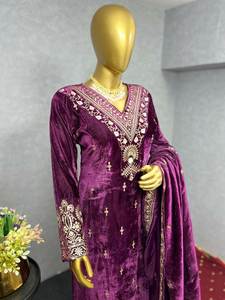 Ropa de fiesta de diseñador nuevo especial afgano ropa de boda de diseñador de terciopelo viscosa pesada Ropa Étnica India - Product Image 6