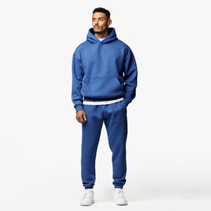 Ensemble de survêtement en coton uni personnalisé imprimé en gros, avec capuche, décontracté, écologique, pour homme, de haute qualité, pour l'hiver, OEM - Product Image 1