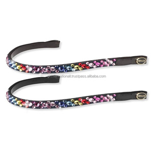 Top Quality Leather Horse Bling Crystal Decorative Brow <b>Band</b> Leather Horse Brow <b>Band</b> Crystals Rhinestones <b>Snap</b> for Closure Loops - Product Image 2