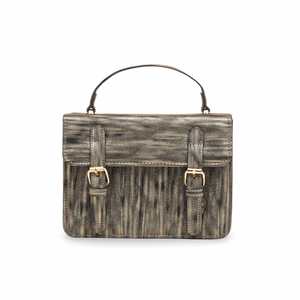 Bolso de hombro informal a rayas geométricas Mehndi con cierre de botón con cremallera de un solo mango Forro de algodón con lentejuelas en el Decoration-P55597 - Product Image 3