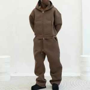 Conjunto Deportivo para Hombre de 600 GSM, Personalizado, de Invierno, con Capucha, Forro Polar, Transpirable, Corte Regular, Largo hasta la Rodilla, Grueso, de Algodón Pesado - Product Image 3