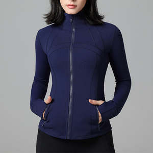 OEM disponible vente chaude femmes veste de yoga à manches longues entraînement de fitness vêtements de gym séchage rapide fermeture éclair vêtements de sport logo personnalisé - Product Image 6