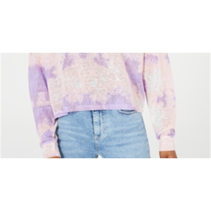 Top in Cotone Lavorato a Maglia a Maniche Lunghe Tie-Dye per Ragazze, Alta Qualità, Stile Vintage, Taglia L, Colore Rosa, per Primavera Estate Autunno - Product Image 6