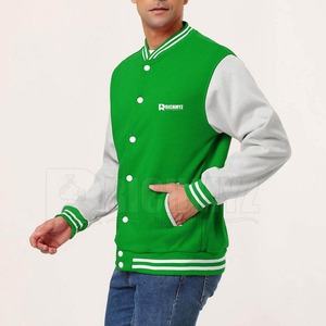 Wholesale Custom <b>Men's</b> Eco-Friendly Breathable Winter Stand Collar Letterman <b>Jackets</b> Front Logo Custom Embroidery <b>Long</b> Sleeve - Product Image 3