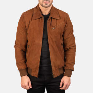 Tomchi XS Size Casual Tan <b>Suede</b> <b>Jacket</b> Zippered Closure Autumn Spring Aviator/Biker/Vintage Luxury Sheep Skin Hooded Pattern - Product Image 1