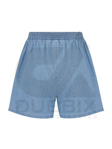 Señoras cintura elástica Chambray corto 100% algodón personalizable Logo pegatina Color patrón diseño pantalones cortos de mujer - Product Image 4