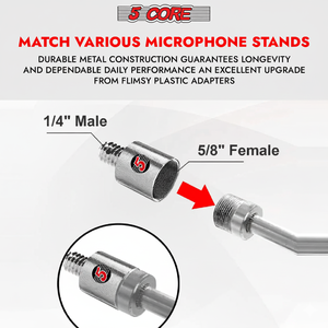 Adaptateur de support de micro 5 cœurs, 12 pièces, connecteur de conversion de filetage 5/8 femelle vers 1/4 pouce mâle - Product Image 3